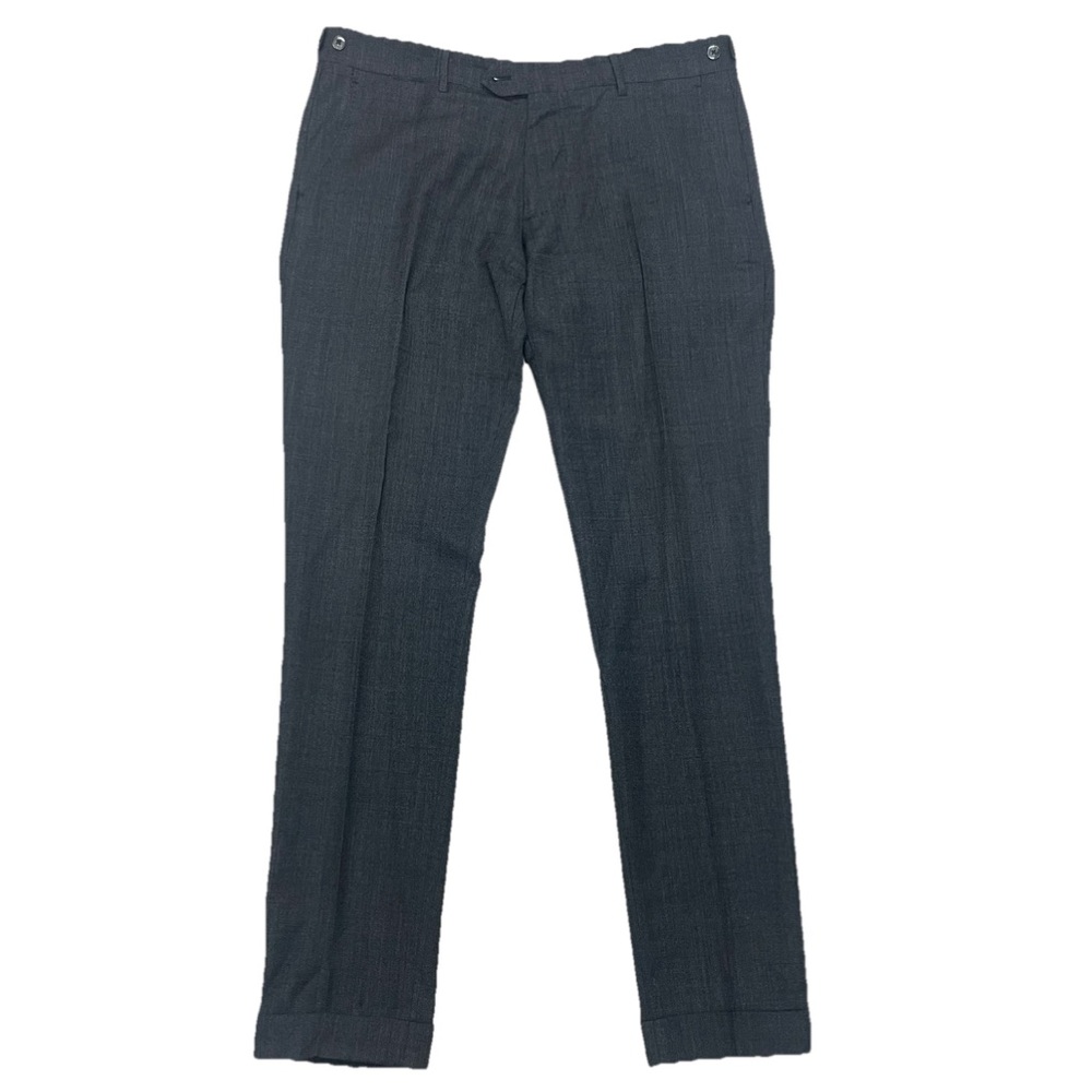 Berwich Italy Charcoal Wool Dress Pants Trousers Cuffed Hem ITALY Sz 50 Tailored